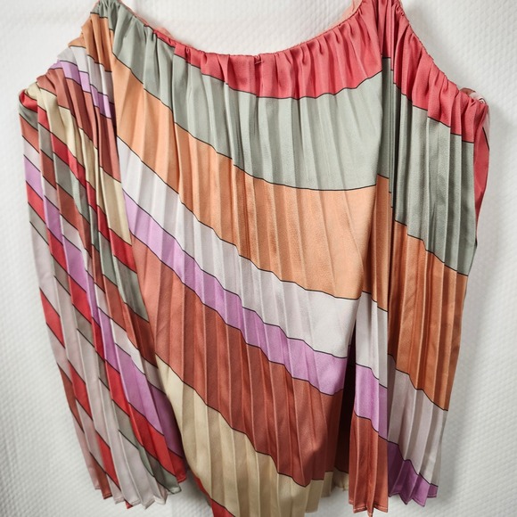 Skies Are Blue Pleated Cami Tank Top Multicolor Stripe Boho Size‎ L - Picture 3 of 7